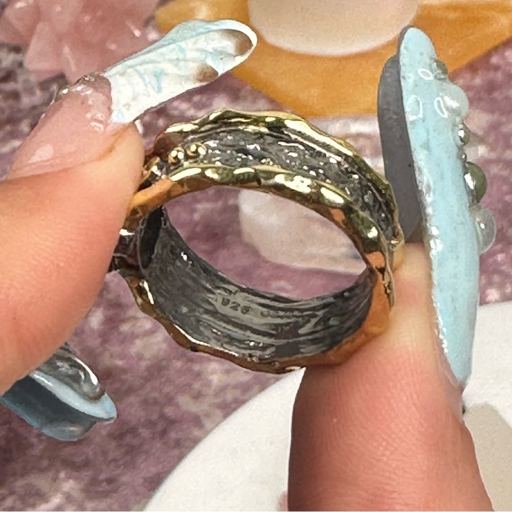 Larimar Ring With Amethyst Size 9 - image 5